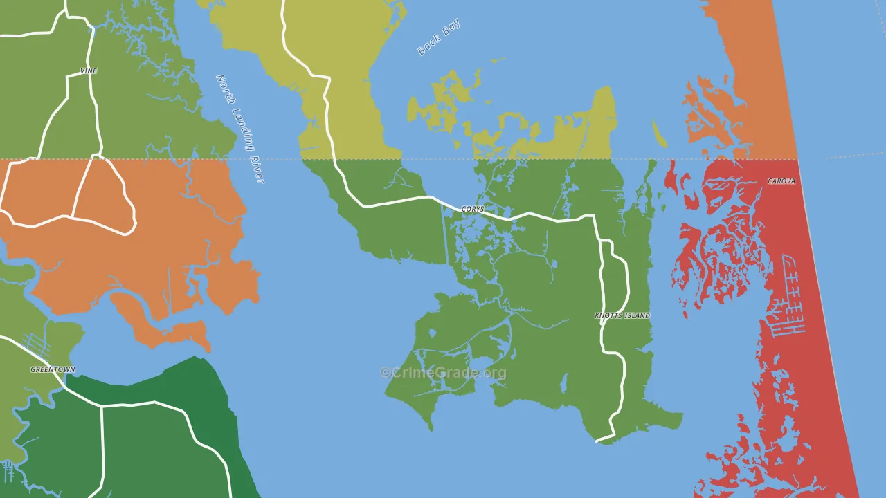 Knotts Island, NC Map of Drug-Related Crime Rates
