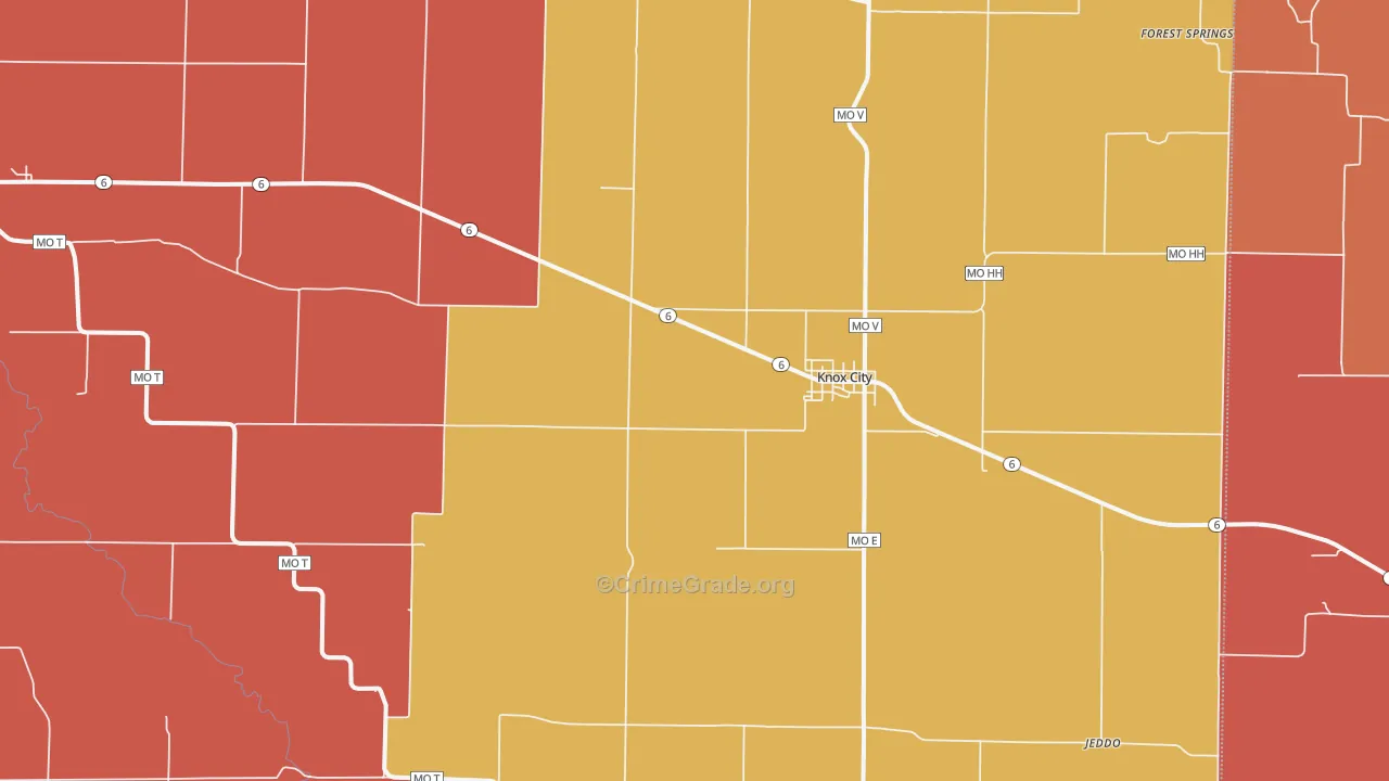 Knox City, MO Map of Drug-Related Crime Rates