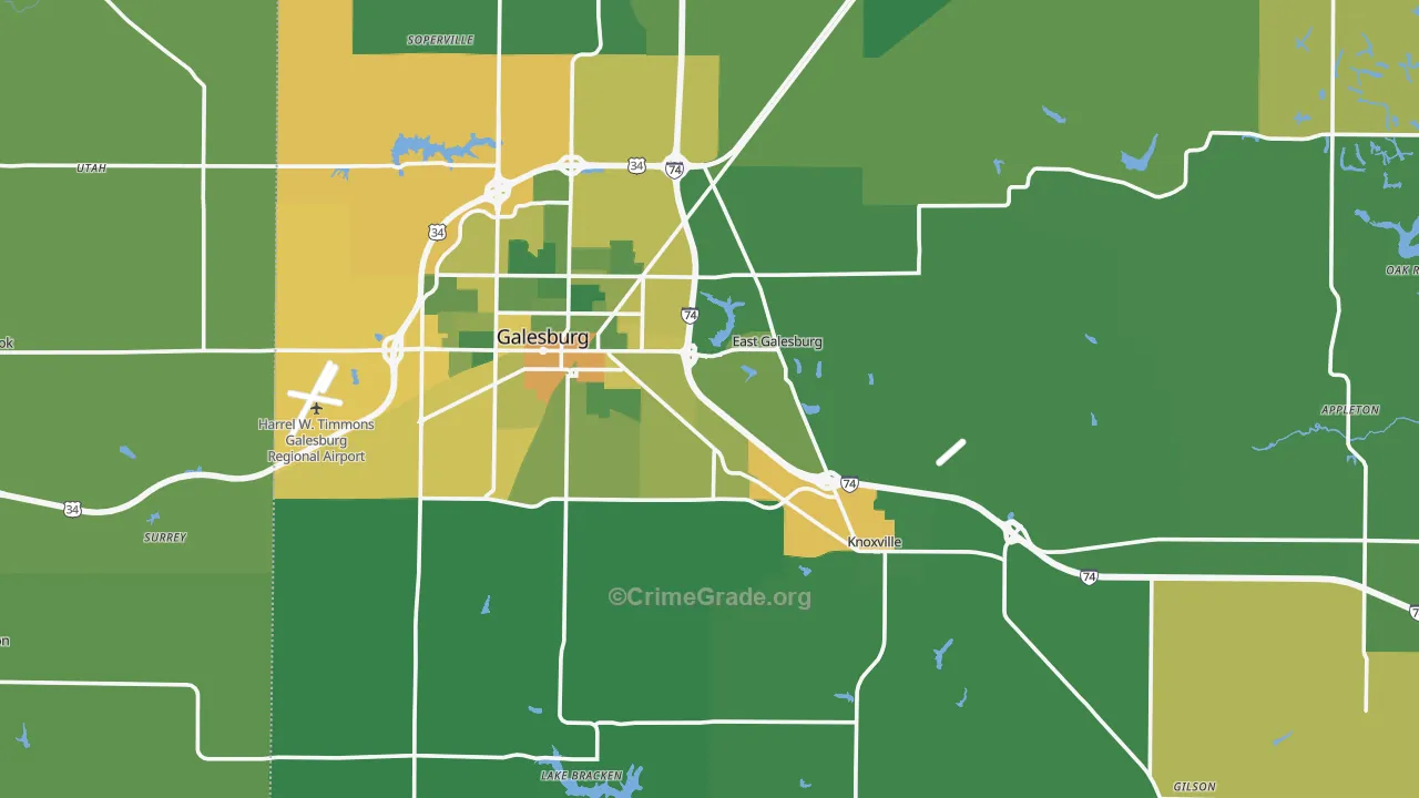 Knox County, IL Map of Drug-Related Crime Rates