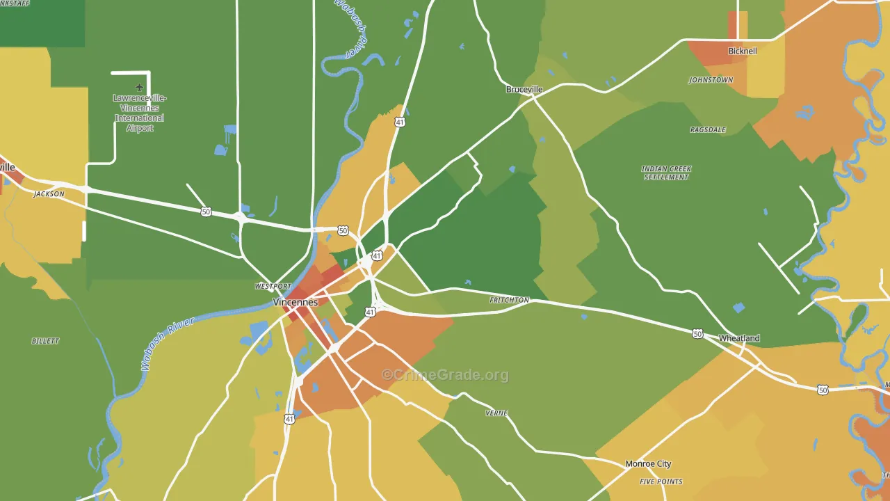 Knox County, IN Map of Drug-Related Crime Rates