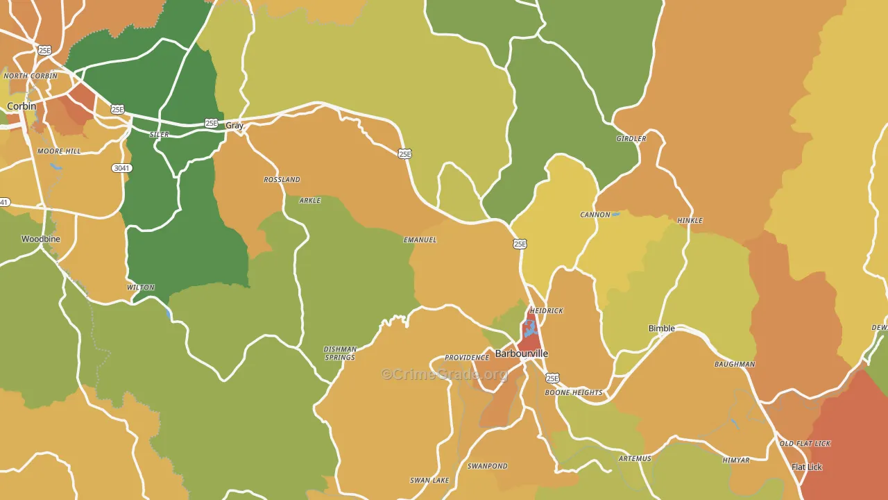 Knox County, KY Map of Drug-Related Crime Rates
