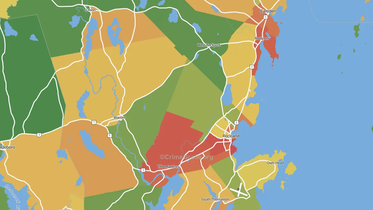 Knox County, ME Map of Drug-Related Crime Rates