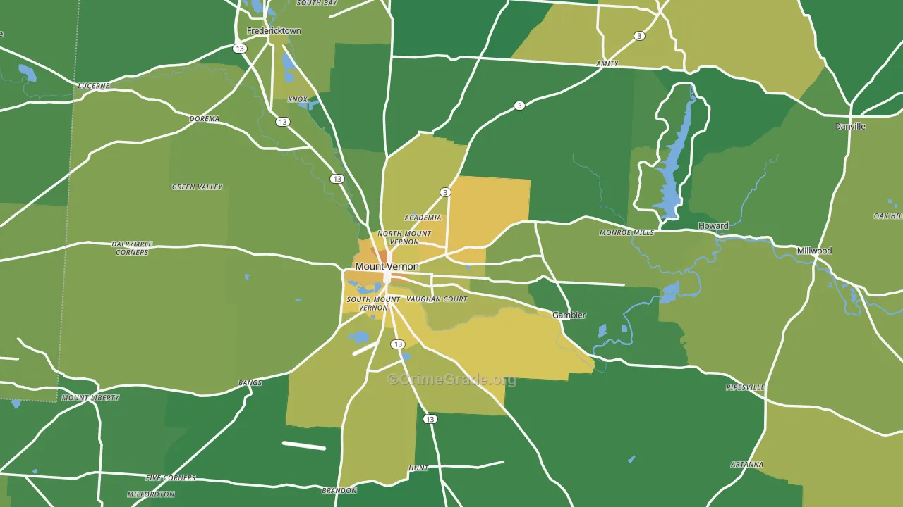 Knox County, OH Map of Drug-Related Crime Rates