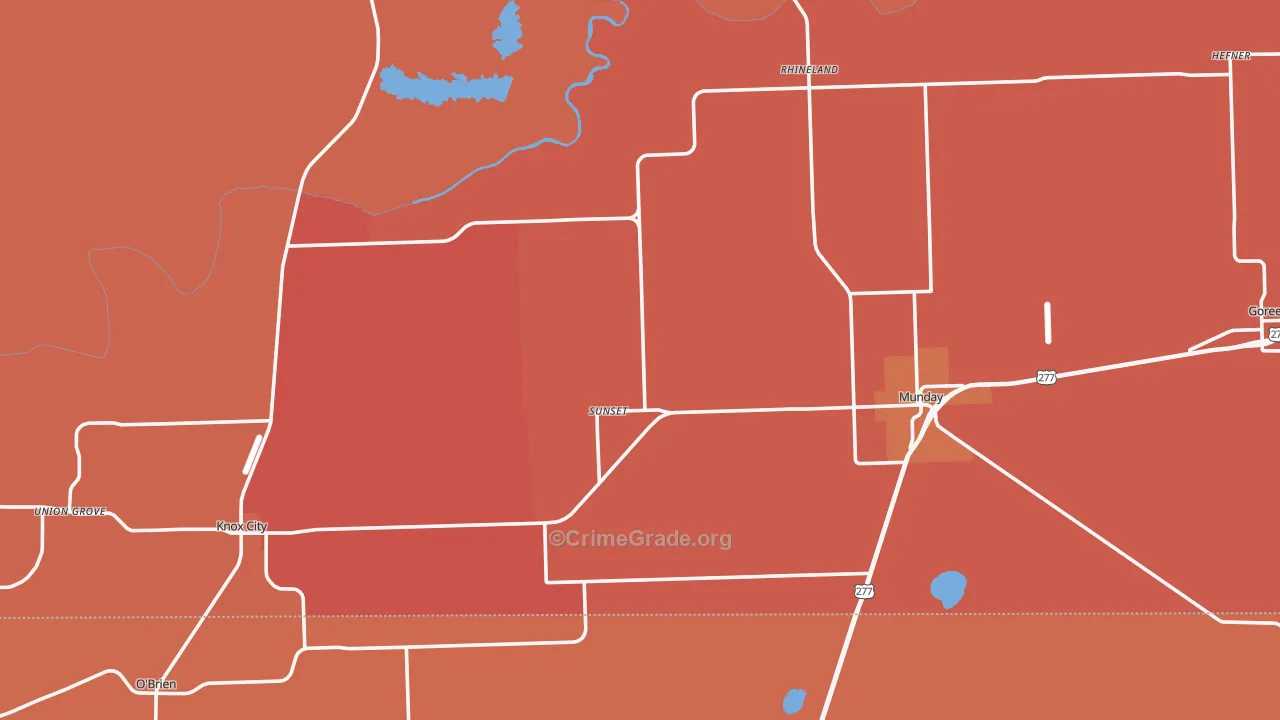 Knox County, TX Map of Drug-Related Crime Rates