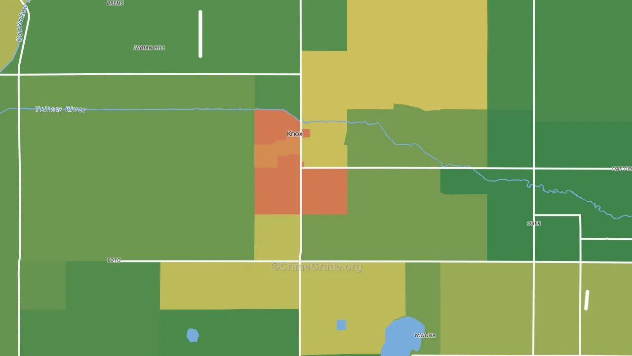 Knox, IN Map of Drug-Related Crime Rates