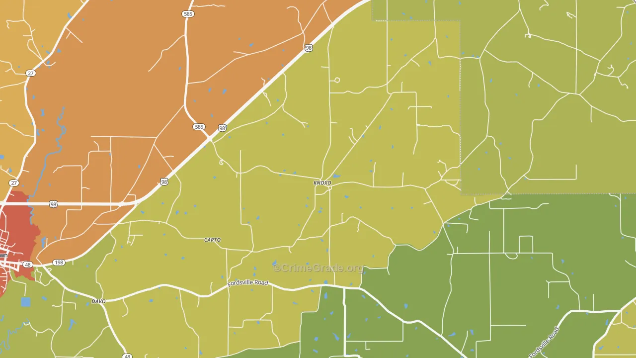 Knoxo, MS Map of Drug-Related Crime Rates