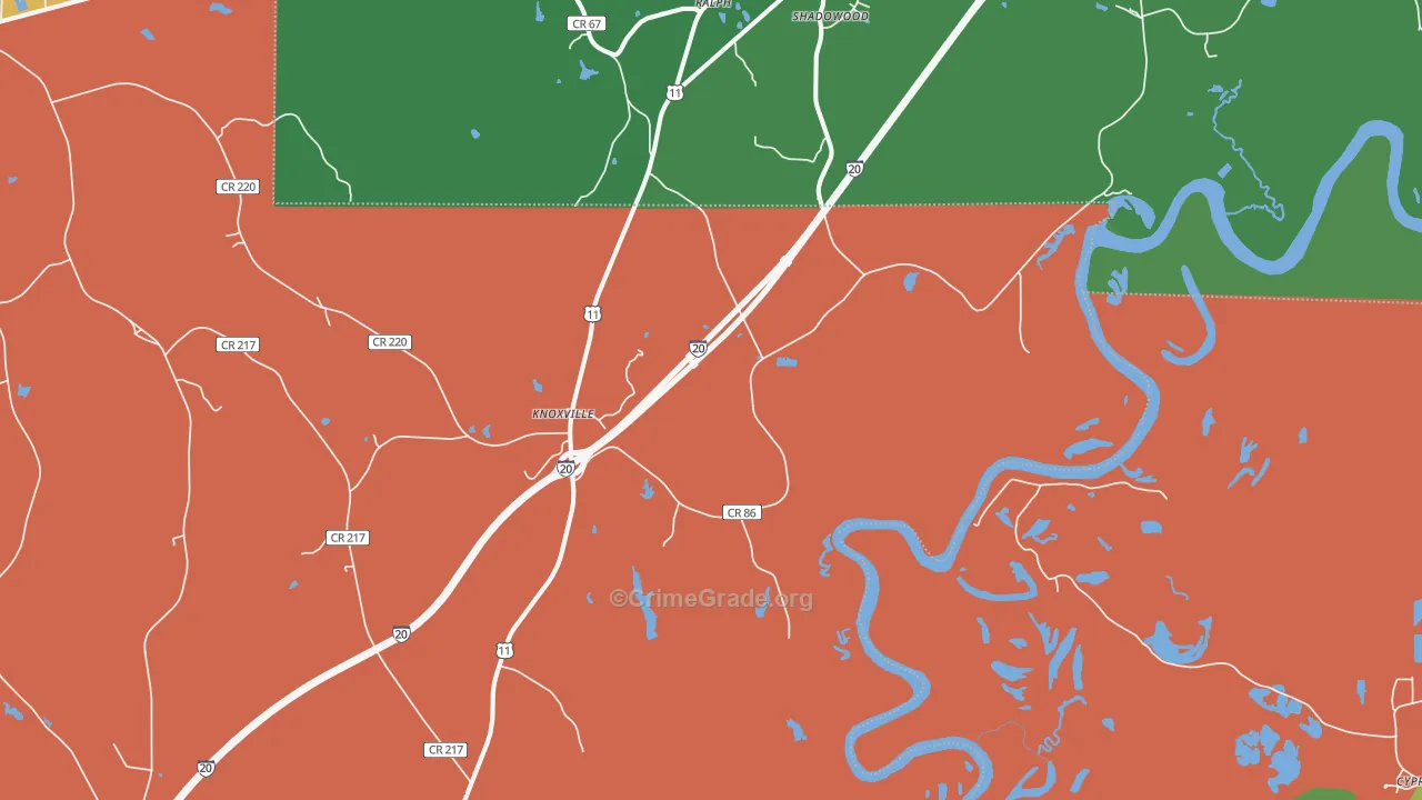 Knoxville, AL Map of Drug-Related Crime Rates