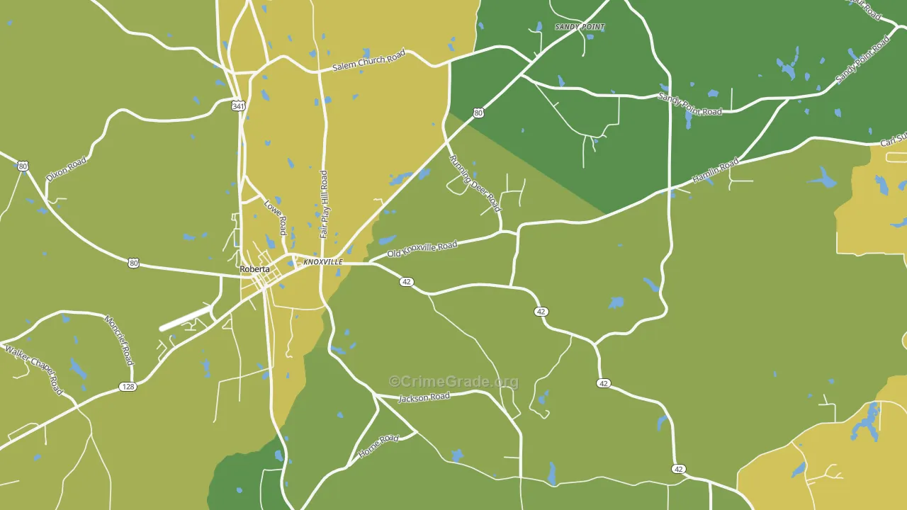Knoxville, GA Map of Drug-Related Crime Rates
