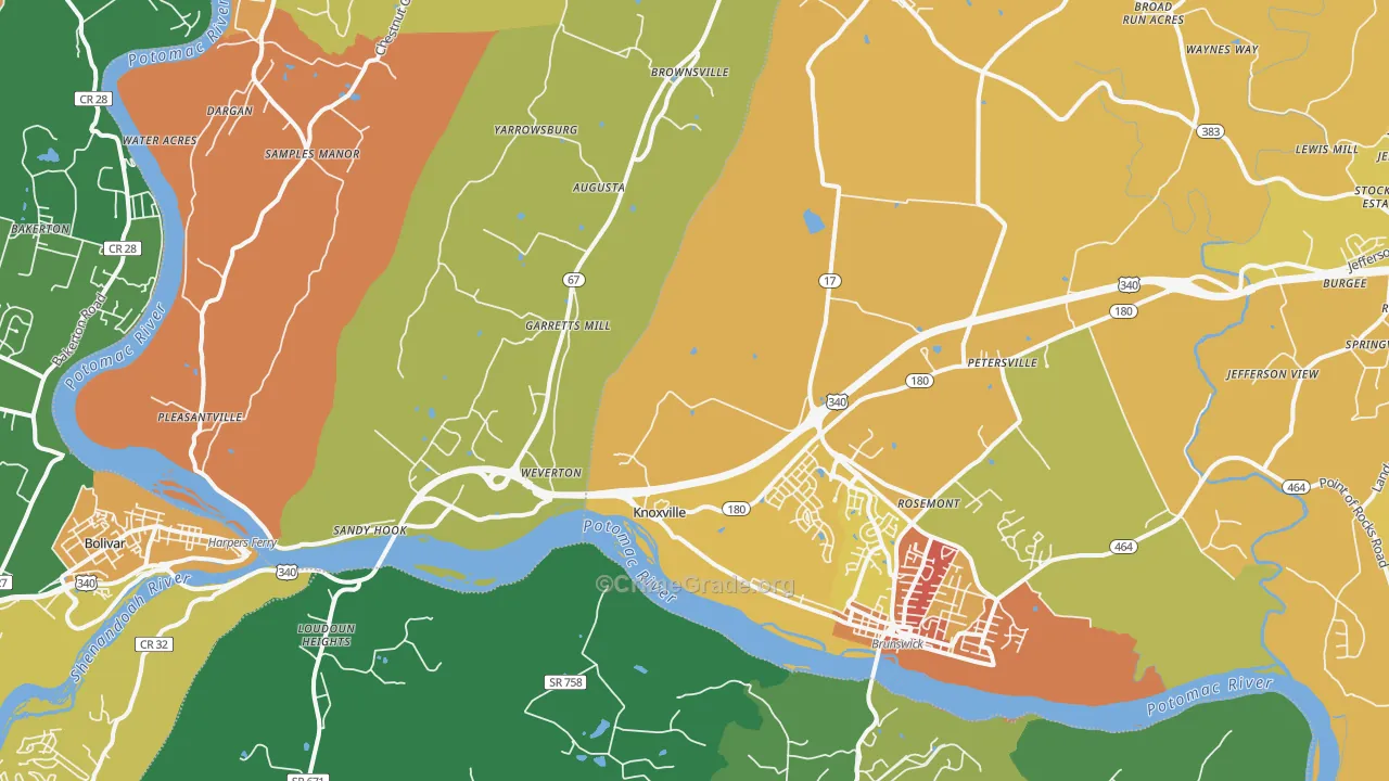 Knoxville, MD Map of Drug-Related Crime Rates