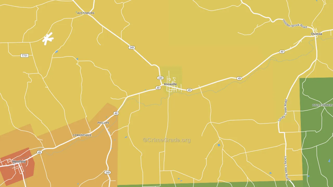 Knoxville, PA Map of Drug-Related Crime Rates
