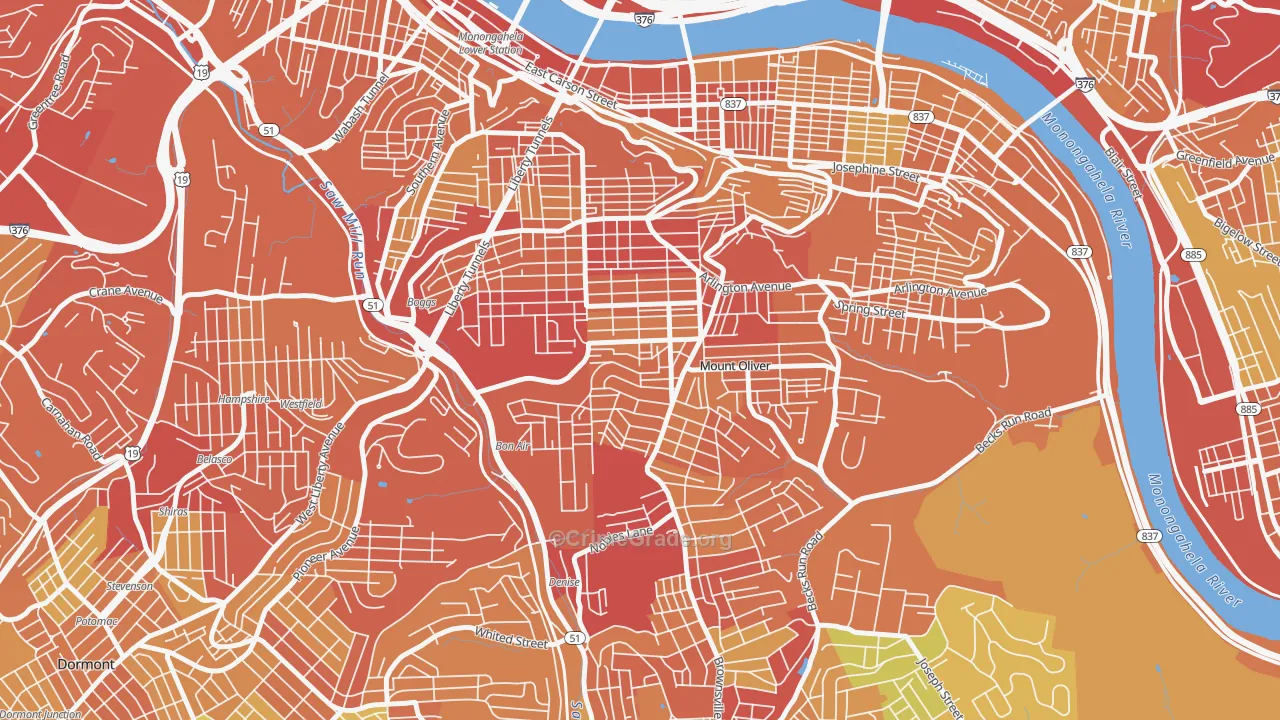 Knoxville, Pittsburgh, PA Map of Drug-Related Crime Rates