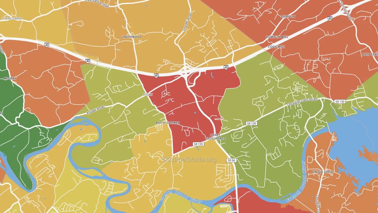 Kodak, TN Map of Drug-Related Crime Rates