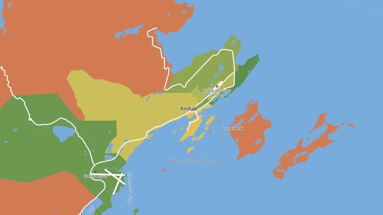 Kodiak, AK Map of Drug-Related Crime Rates