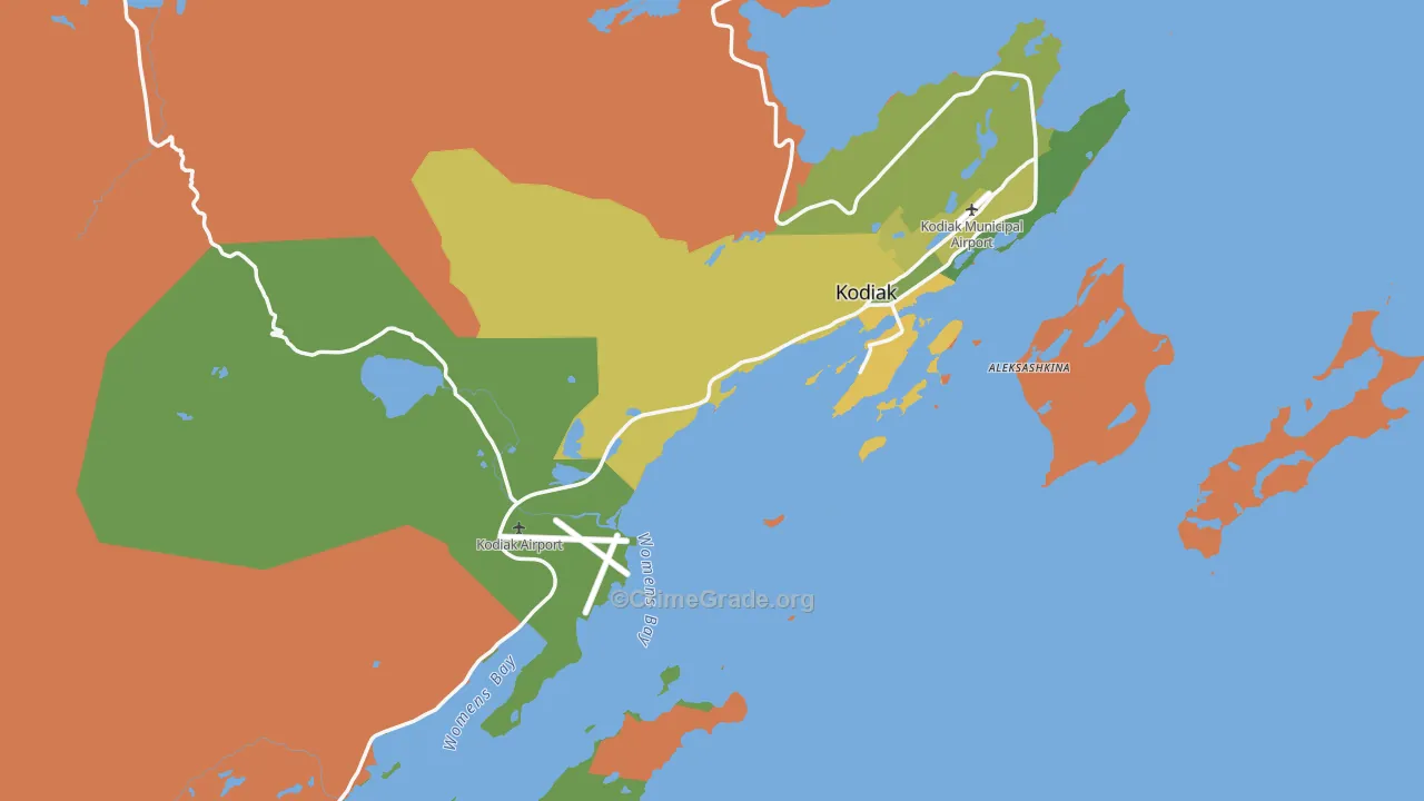 Kodiak Island Borough, AK Map of Drug-Related Crime Rates