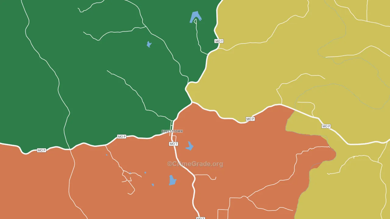 Koeltztown, MO Map of Drug-Related Crime Rates