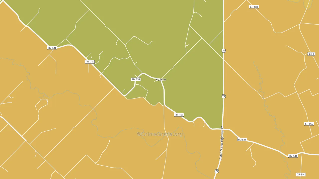Koerth, TX Map of Drug-Related Crime Rates