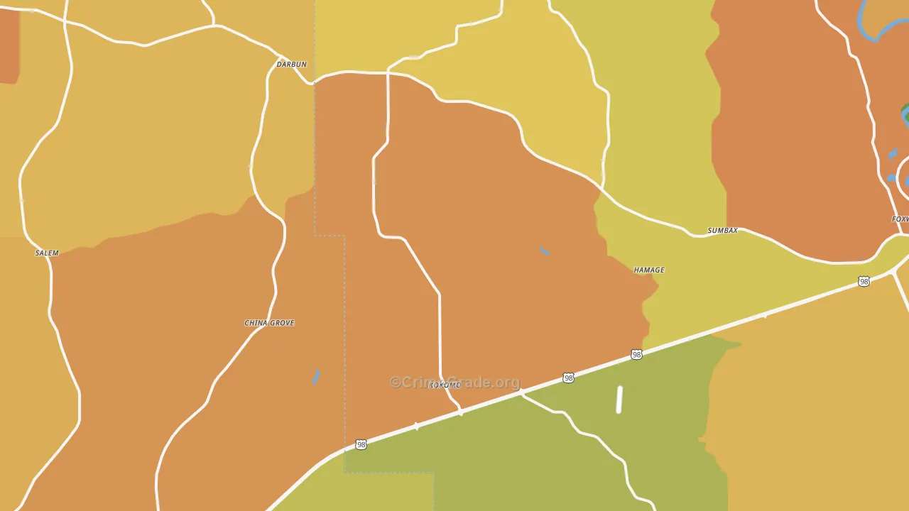 Kokomo, MS Map of Drug-Related Crime Rates