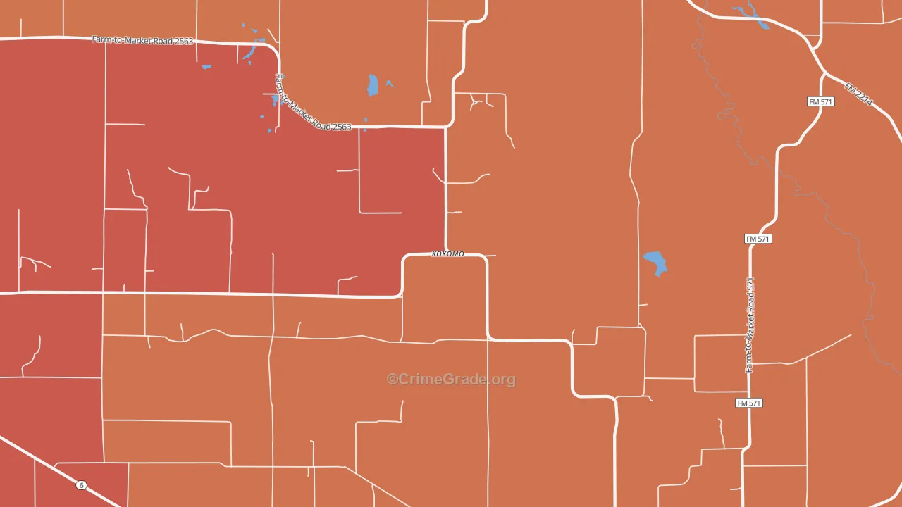 Kokomo, TX Map of Drug-Related Crime Rates