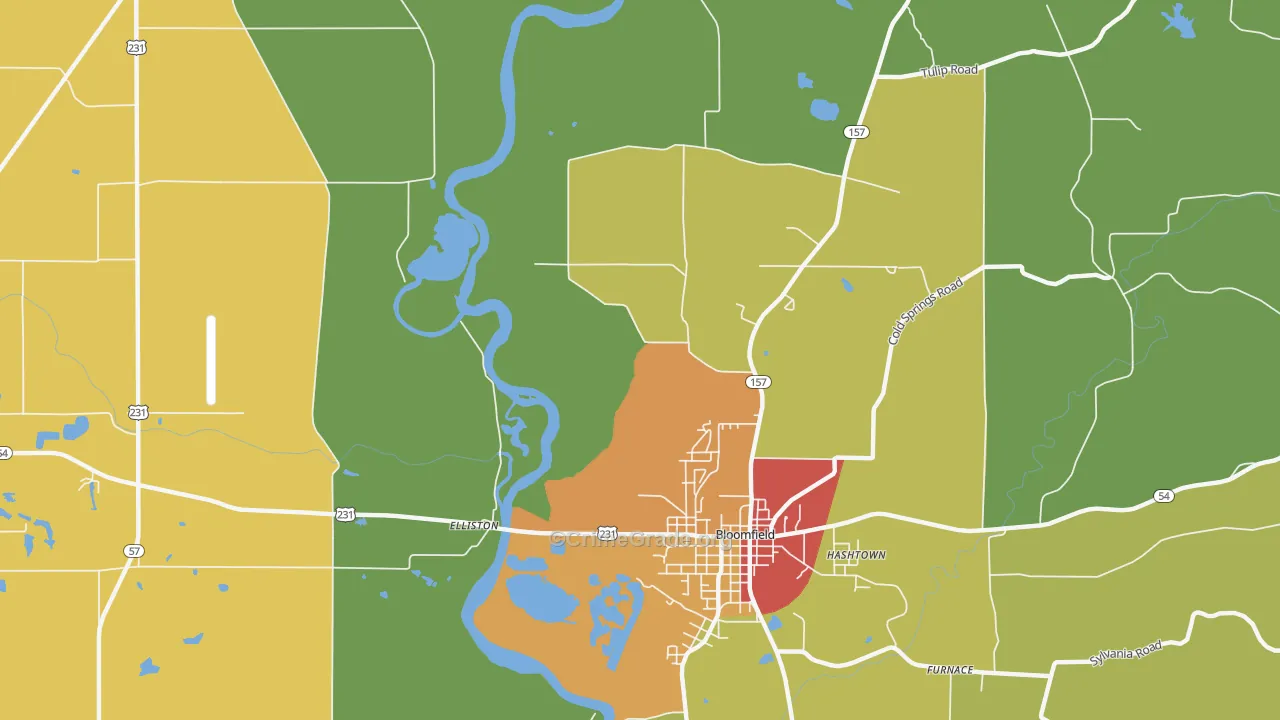 Koleen, IN Map of Drug-Related Crime Rates