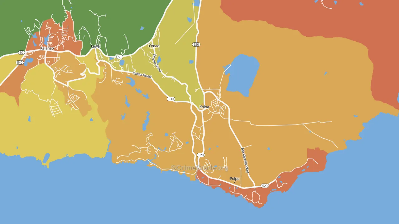 Koloa, HI Map of Drug-Related Crime Rates