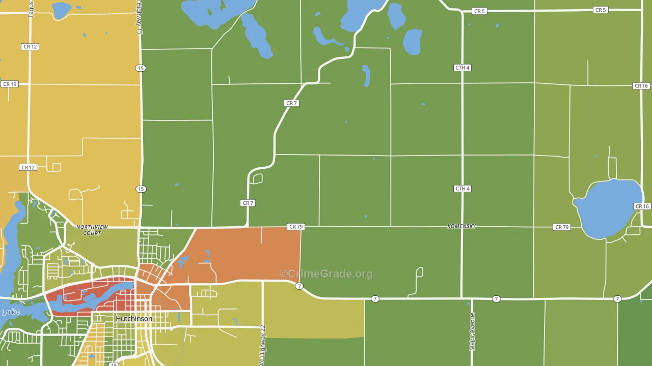 Komensky, MN Map of Drug-Related Crime Rates