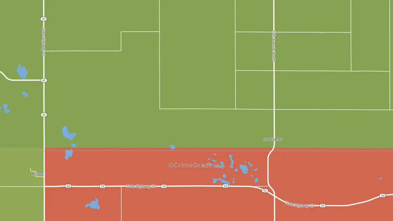 Kongsberg, ND Map of Drug-Related Crime Rates