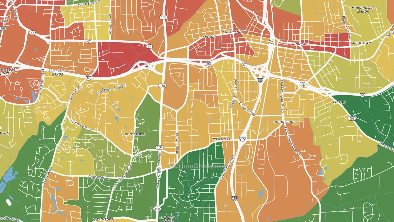 Konnoak, Winston-Salem, NC Map of Drug-Related Crime Rates