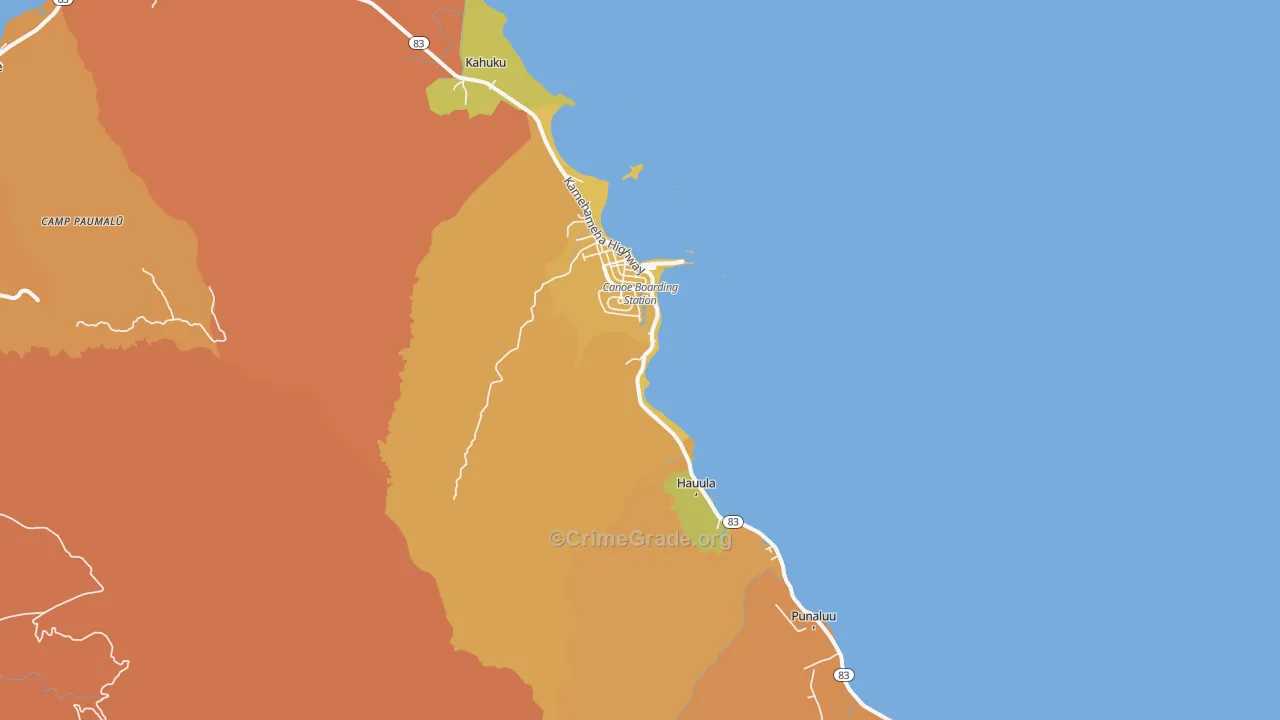 Koolauloa, Laie, HI Map of Drug-Related Crime Rates