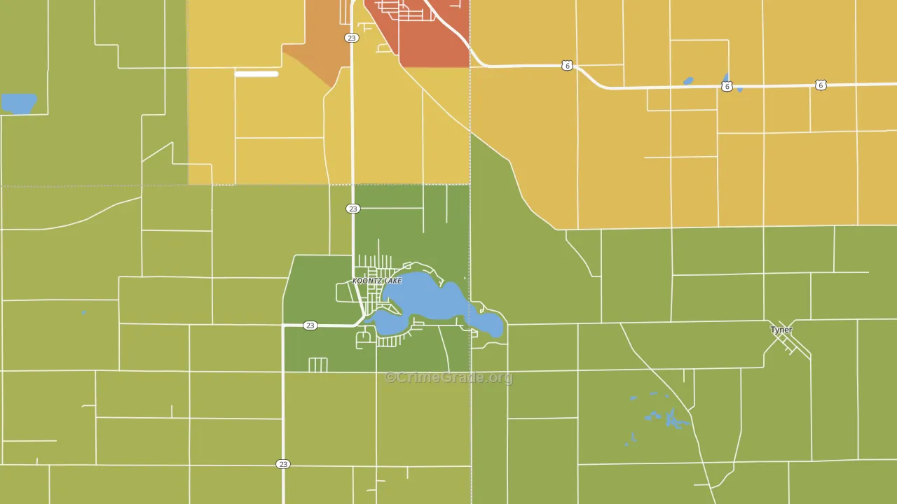 Koontz Lake, IN Map of Drug-Related Crime Rates