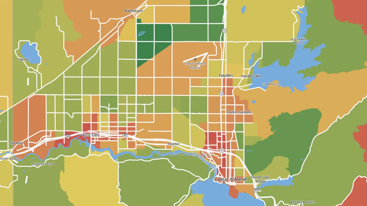 Kootenai County, ID Map of Drug-Related Crime Rates