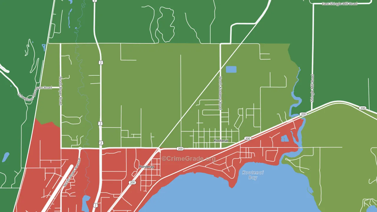 Kootenai, ID Map of Drug-Related Crime Rates