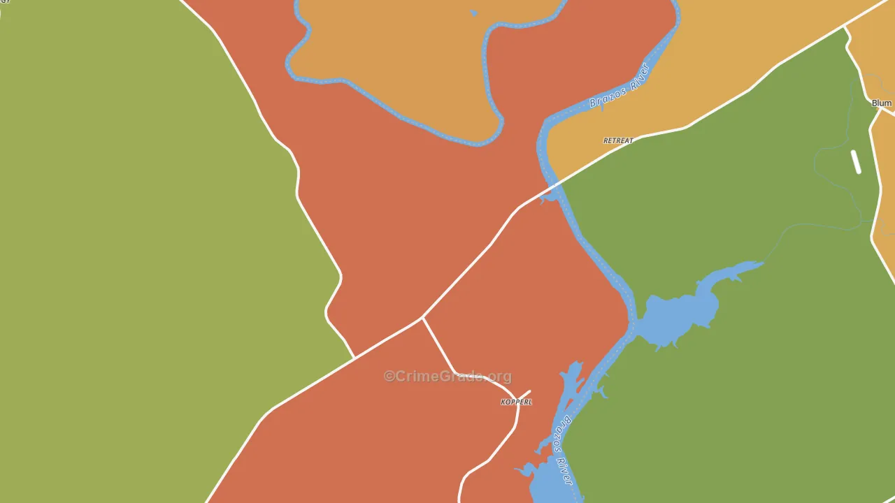 Kopperl, TX Map of Drug-Related Crime Rates