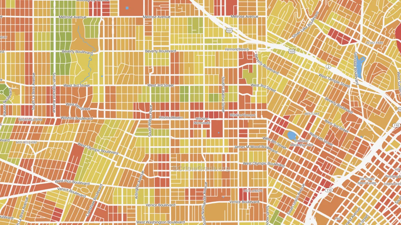 Koreatown, Los Angeles, CA Map of Drug-Related Crime Rates