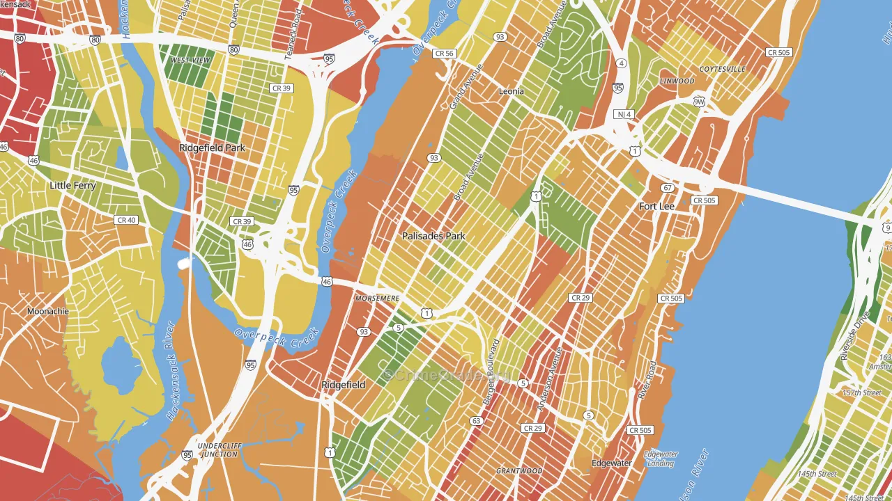 Koreatown, Palisades Park, NJ Map of Drug-Related Crime Rates