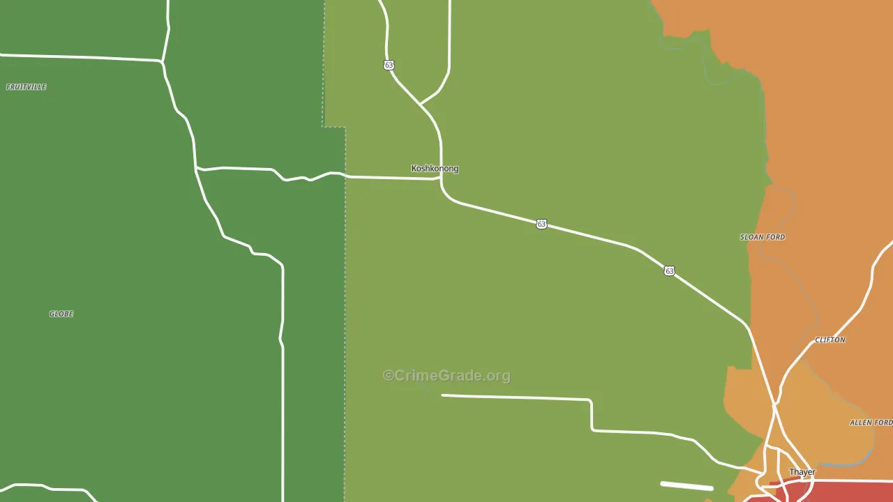 Koshkonong, MO Map of Drug-Related Crime Rates