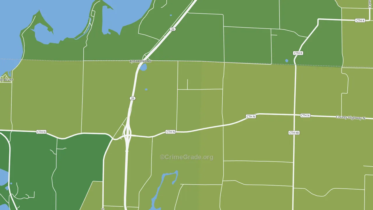Koshkonong, WI Map of Drug-Related Crime Rates