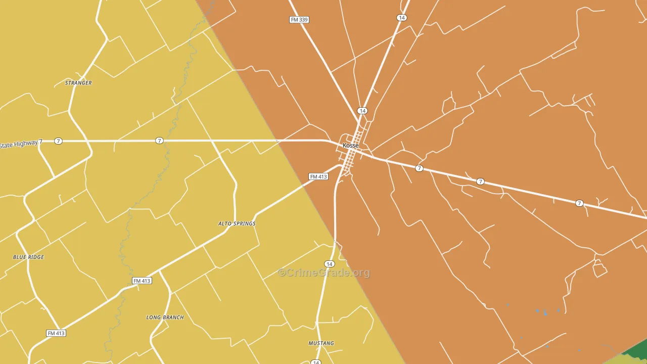 Kosse, TX Map of Drug-Related Crime Rates