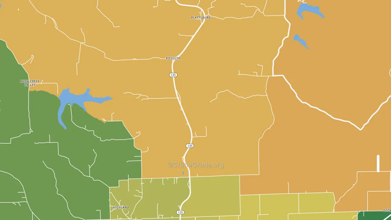 Kossuth, IN Map of Drug-Related Crime Rates