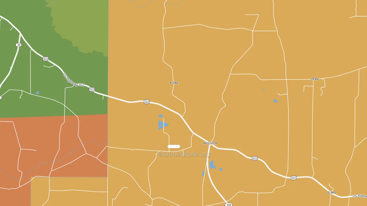Kossuth, PA Map of Drug-Related Crime Rates