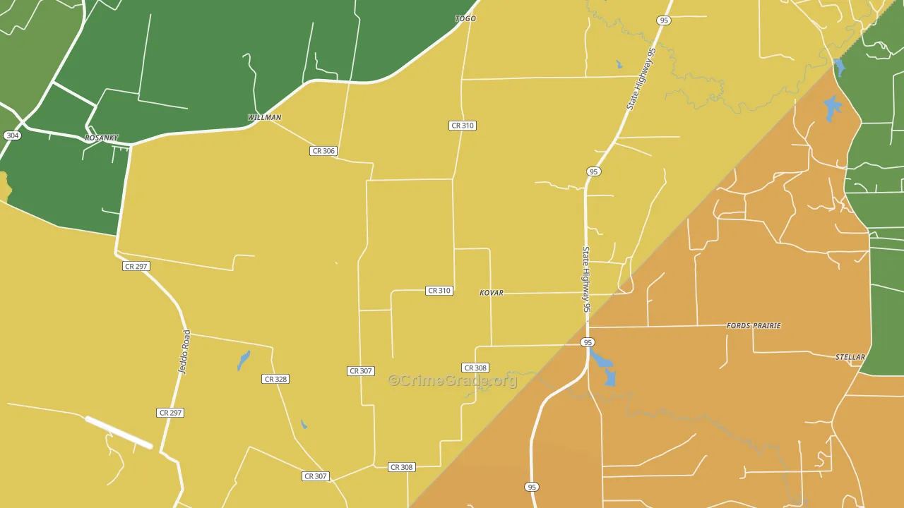 Kovar, TX Map of Drug-Related Crime Rates