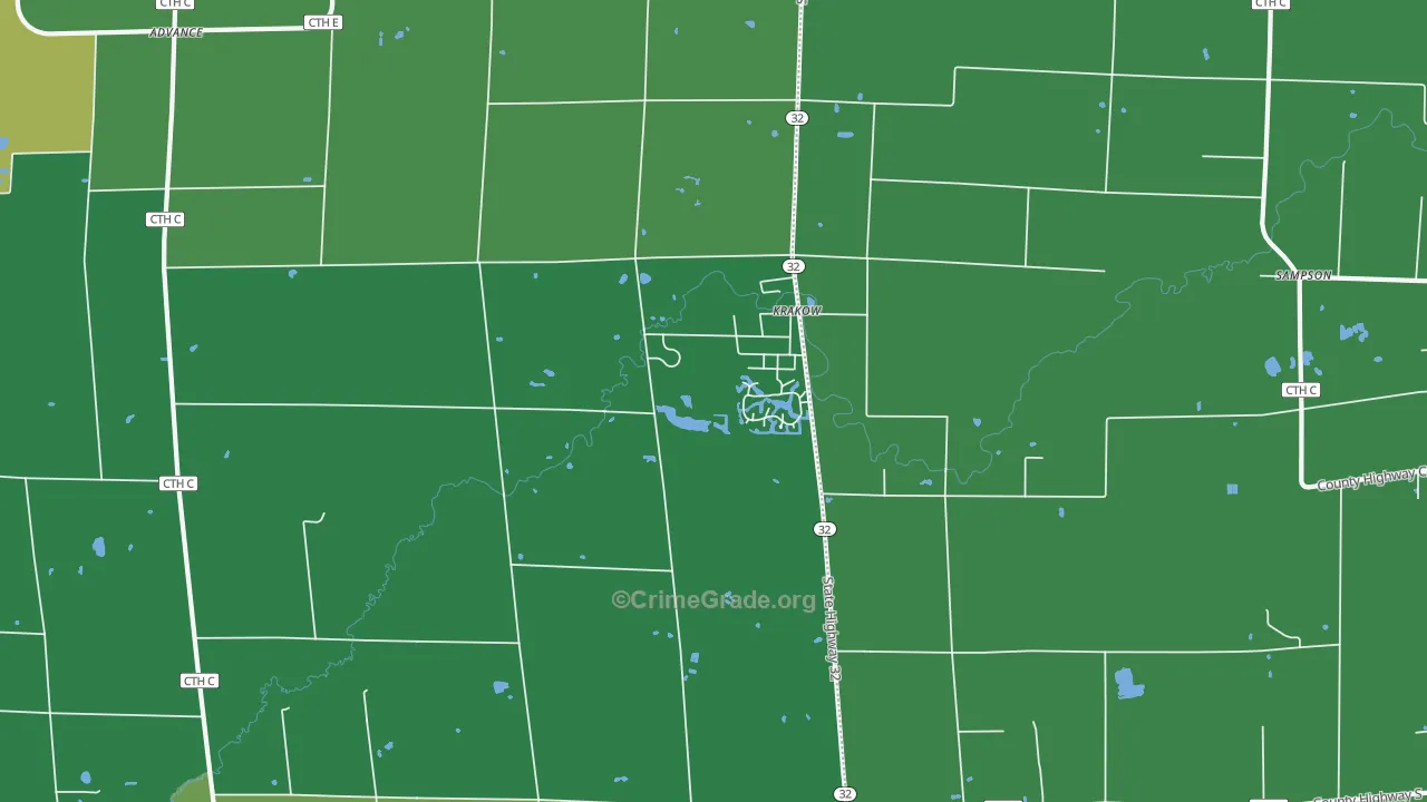 Krakow, WI Map of Drug-Related Crime Rates