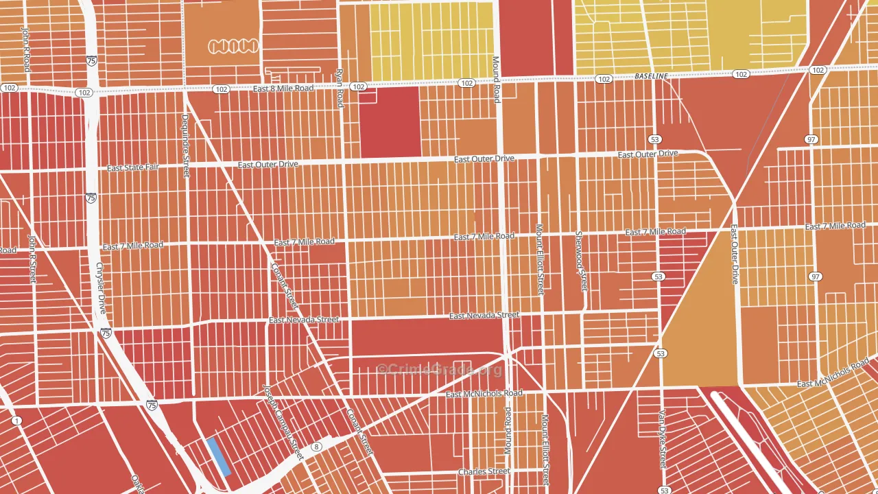 Kranz Woods, Detroit, MI Map of Drug-Related Crime Rates