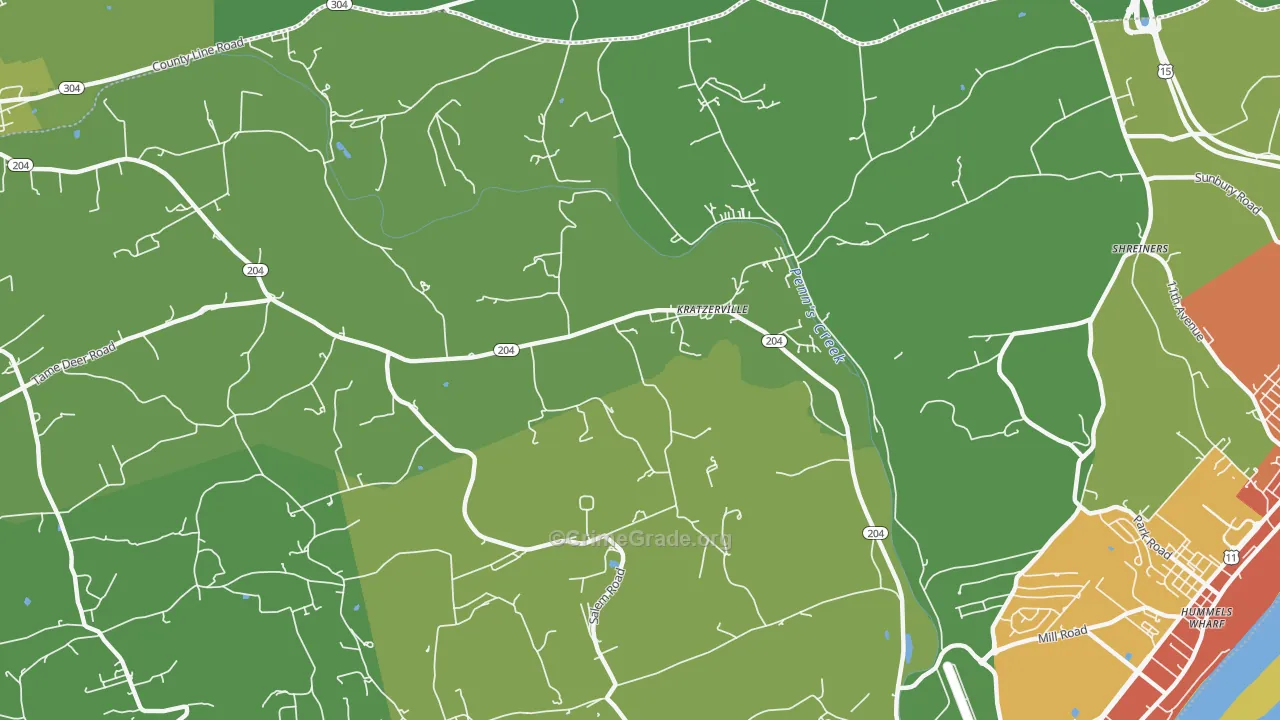 Kratzerville, PA Map of Drug-Related Crime Rates