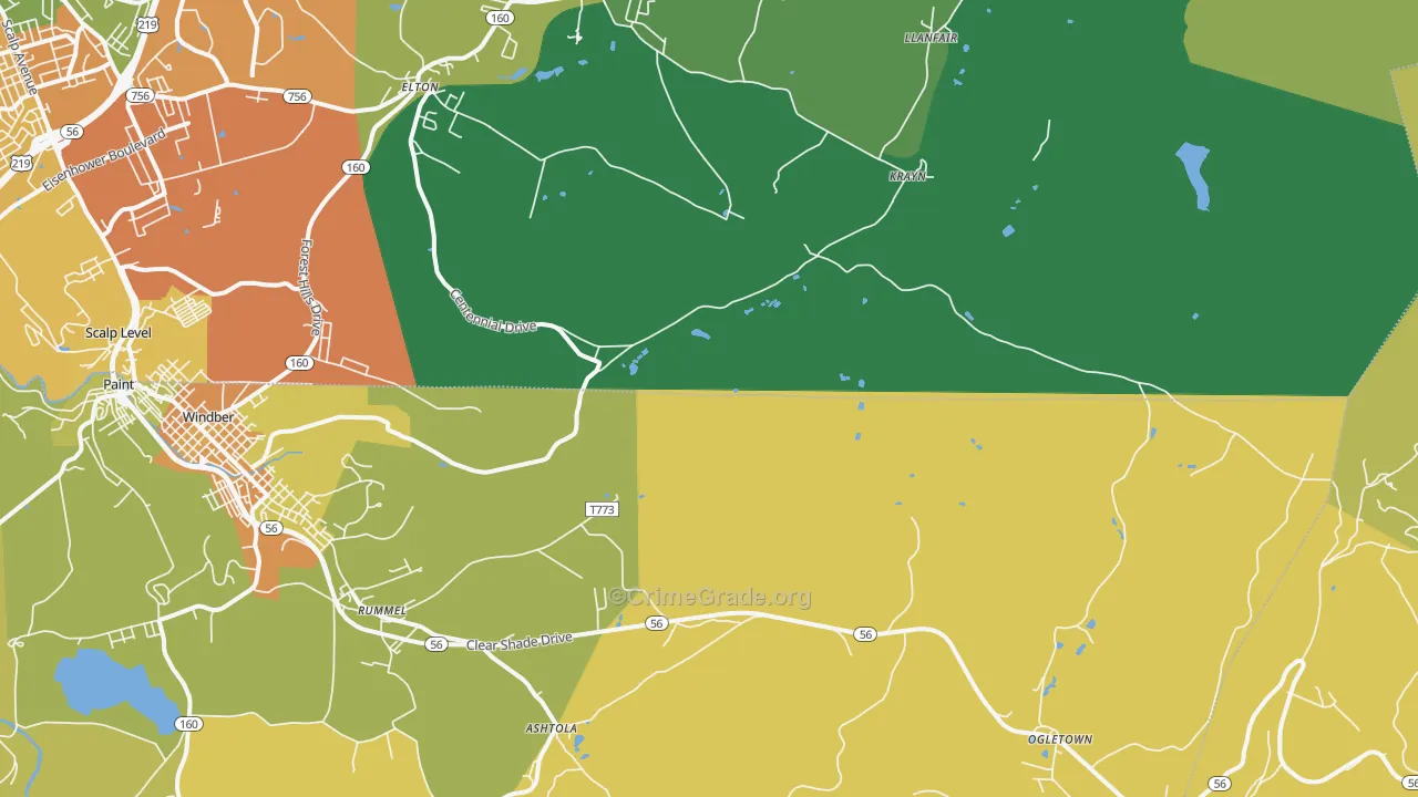 Krayn, PA Map of Drug-Related Crime Rates