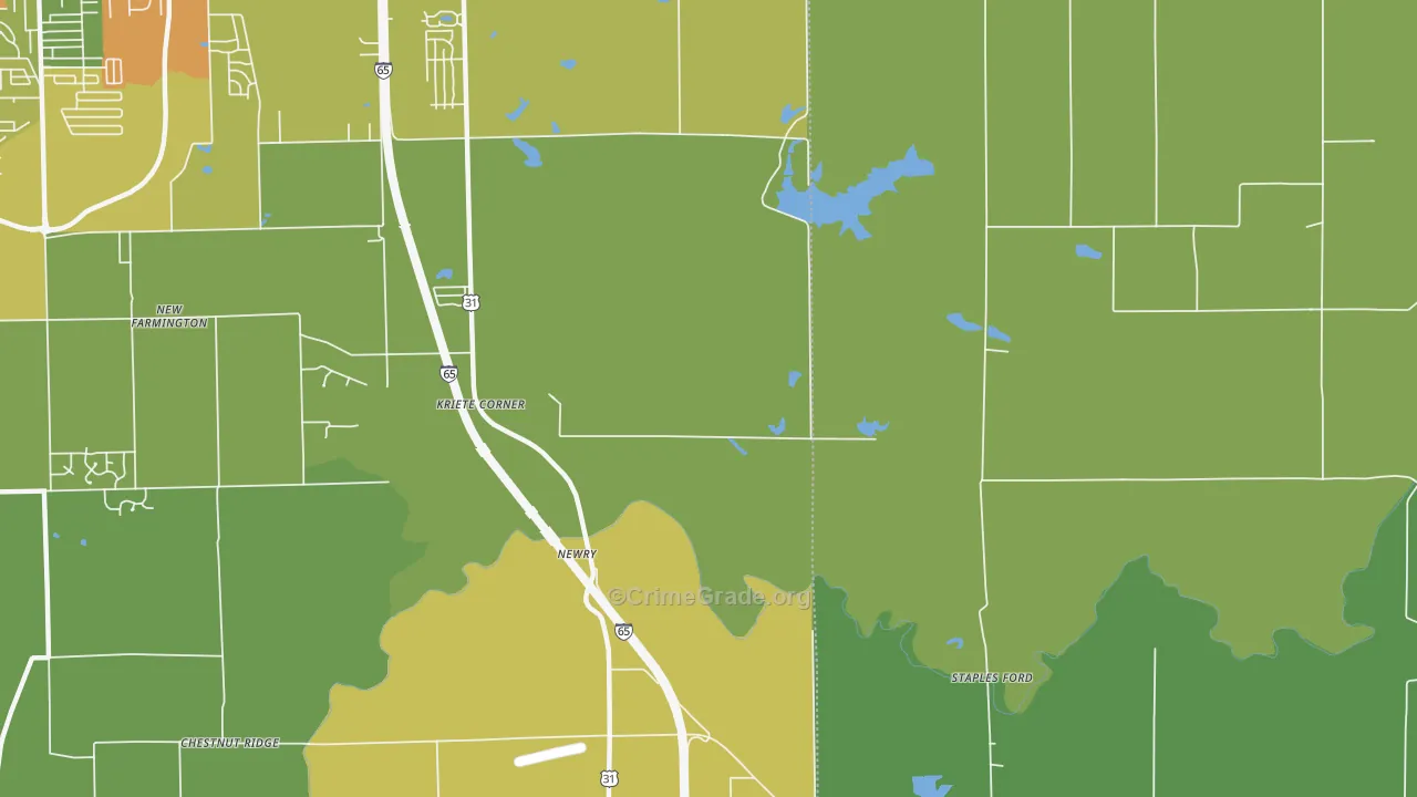 Kriete Corners, IN Map of Drug-Related Crime Rates