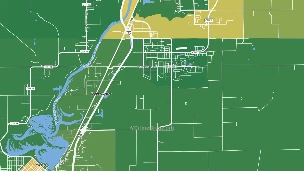 Kronenwetter, WI Map of Drug-Related Crime Rates