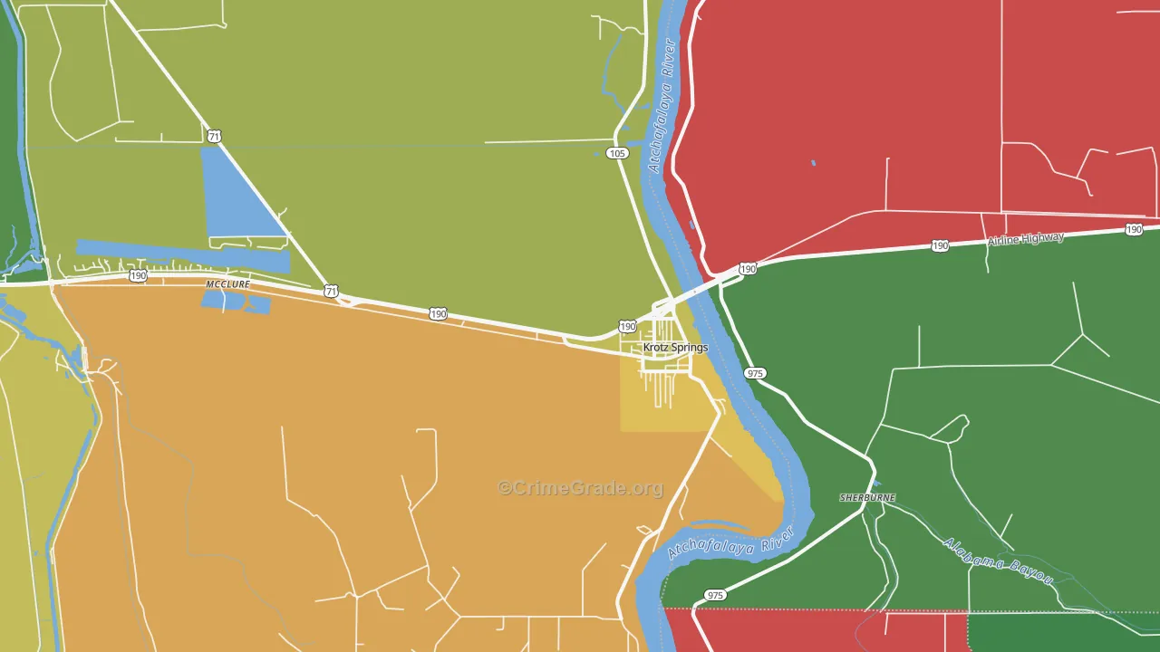Krotz Springs, LA Map of Drug-Related Crime Rates