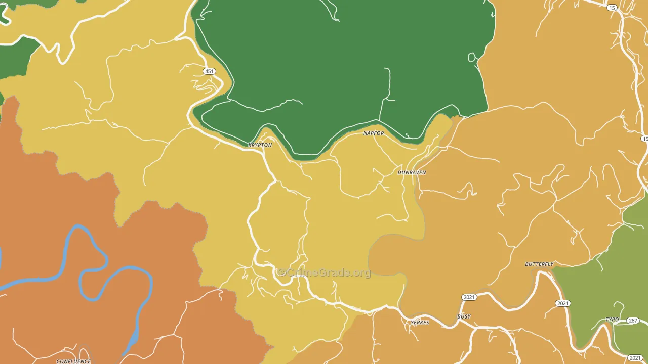 Krypton, KY Map of Drug-Related Crime Rates