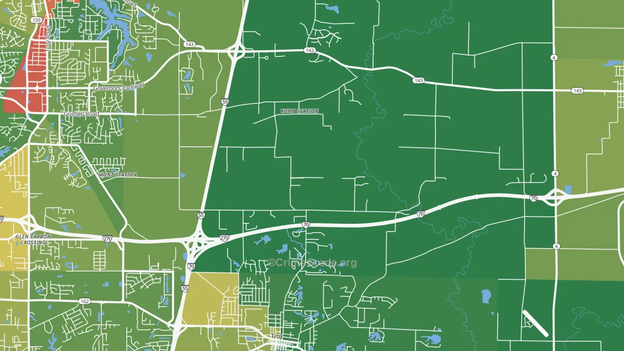 Kuhn Station, IL Map of Drug-Related Crime Rates