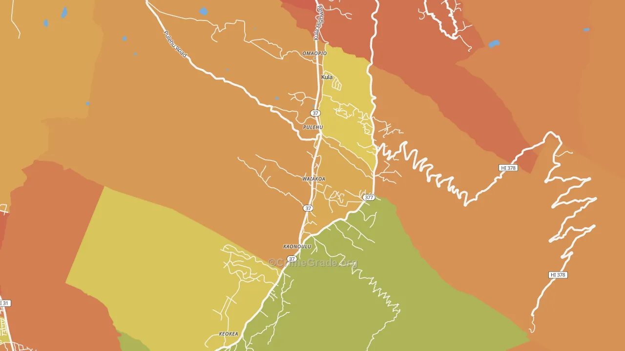 Kula, HI Map of Drug-Related Crime Rates